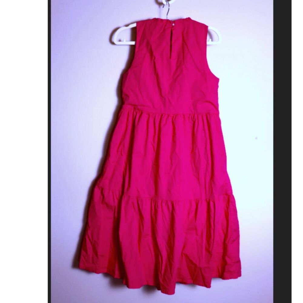 J.Crew Women’s Size 2 Hot Pink Tiered Sleeveless Dress Ruffle Neck Cotton